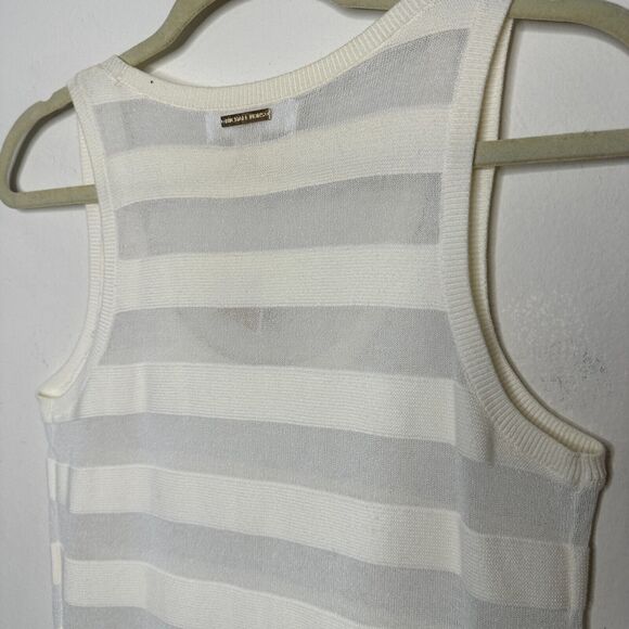 NWT Michael Kors Cream and Sheer Stripes Sleeveless Deep Scoop Neck Tank Top SM - Picture 6 of 12